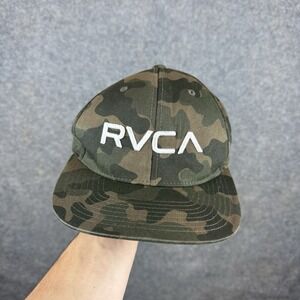 RVCA Hat Cap Snap Back Green Camouflage Logo Outdoors Casual Surf Swim